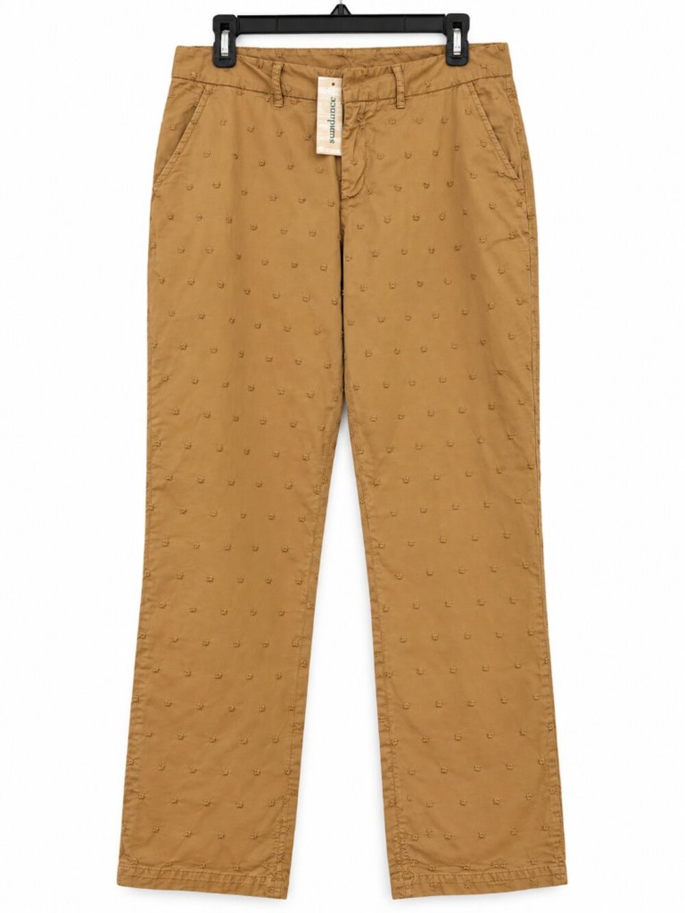 New Sundance Starburst Embroidered Khaki Straight Leg Chino Boho Artsy Pants 10